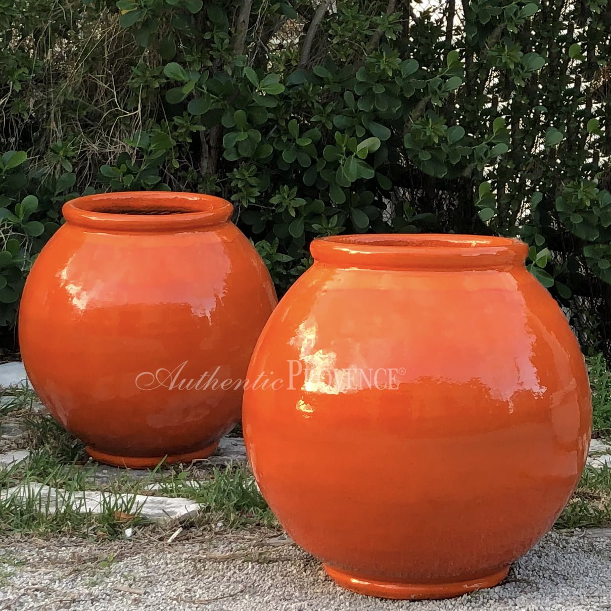 Pair of Large Orange Garden Planters in Terracotta from Anduze Provence