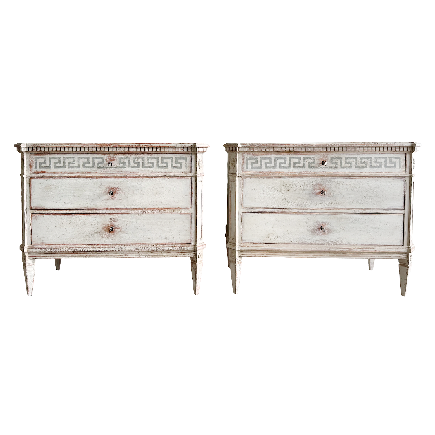 Restored Pair of 20th Century Swedish Gustavian Pinewood Commodes