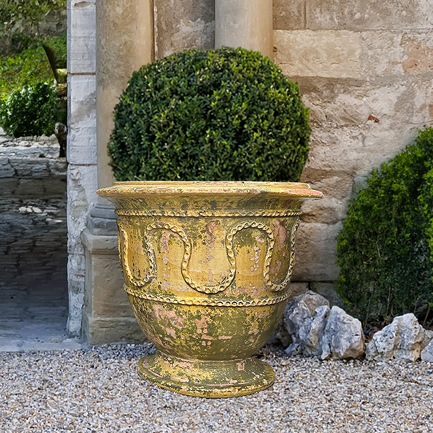 Set of Three Weathered Anduze Garden Planters in Terracotta from Provence