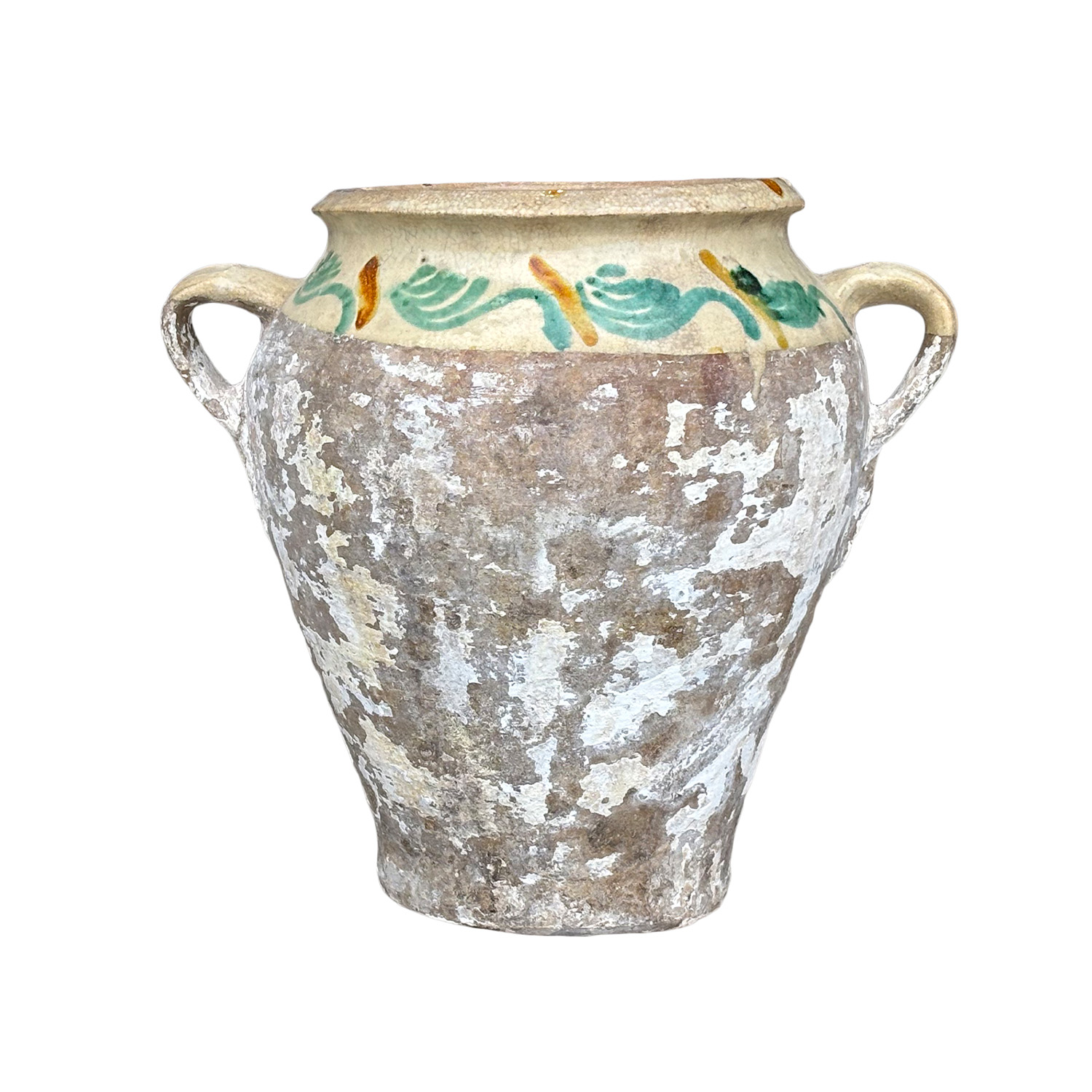 Antique Painted Majolica Pot from Cordoba Spain with Handles