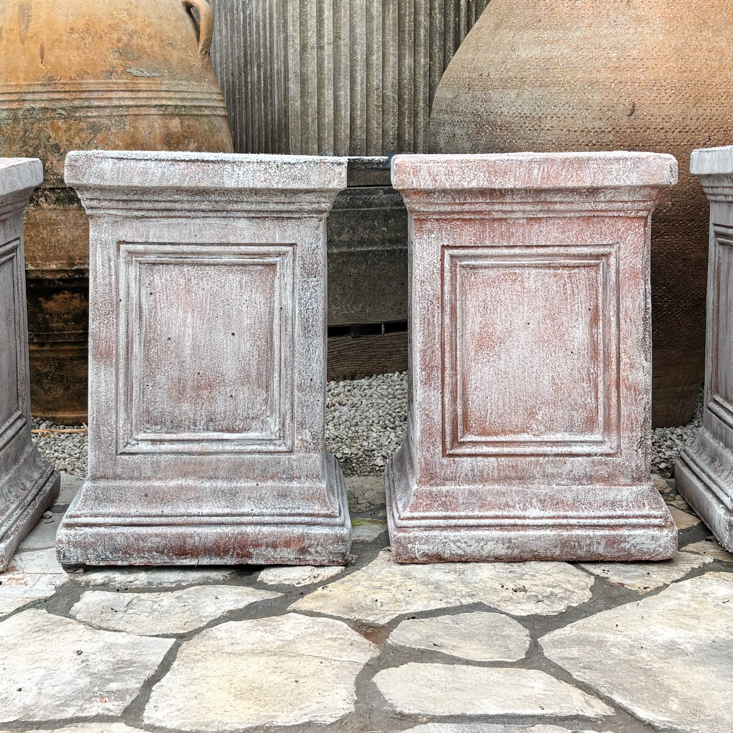 Italian White-Washed Terracotta Pedestal