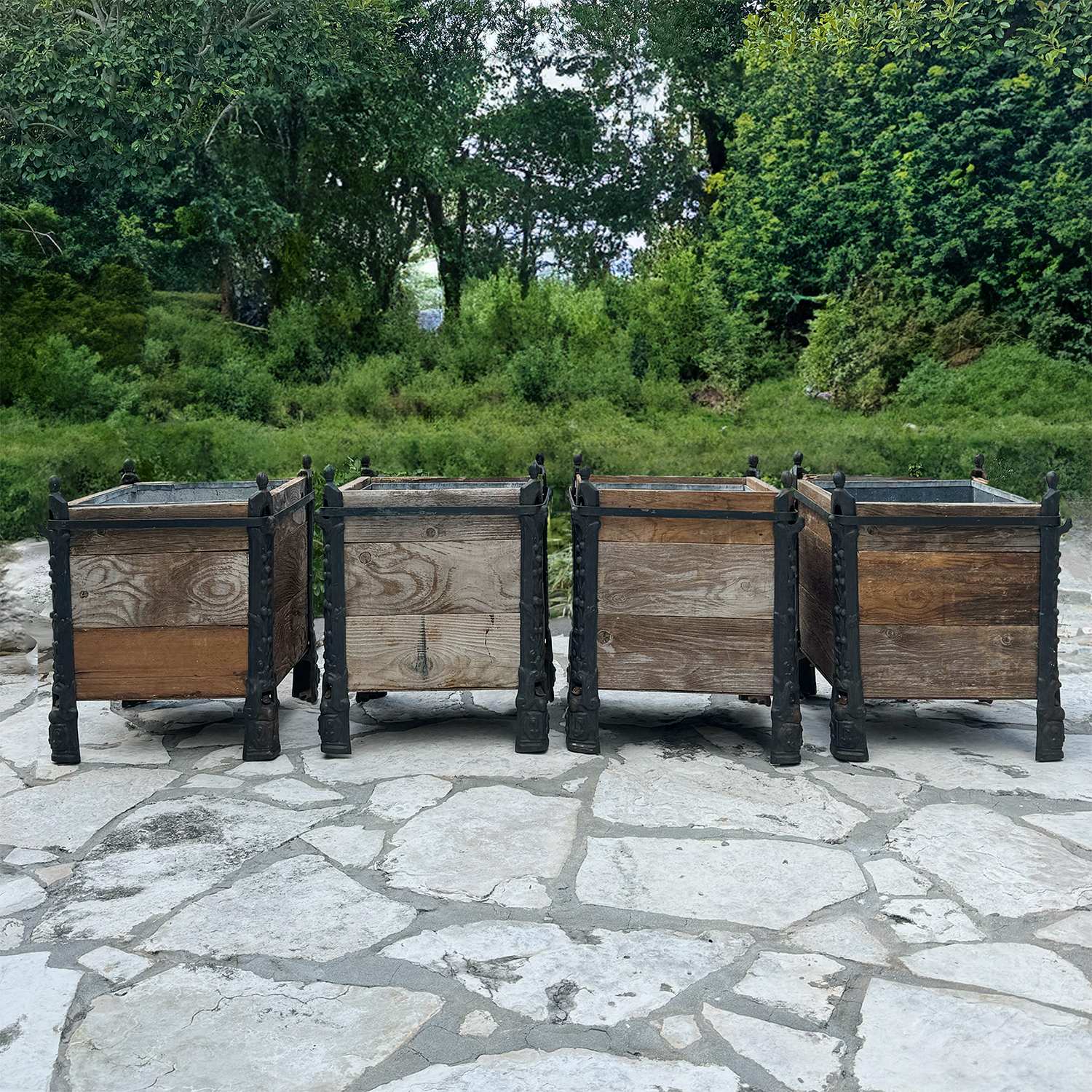 Antique Set of Four French Caisse de Fontainebleau Planters