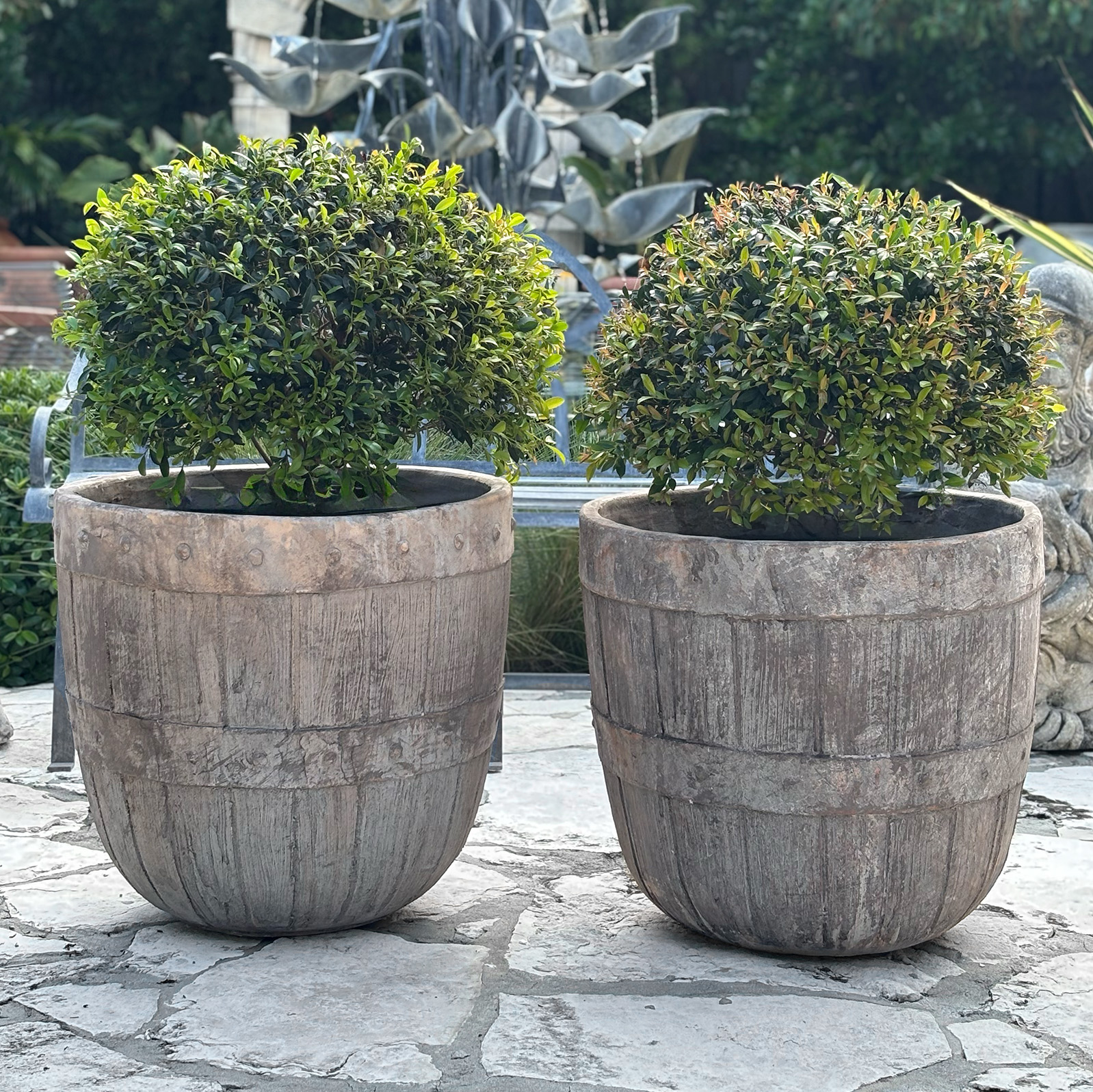 Pair of Garden Planters in Antiqued Terracotta