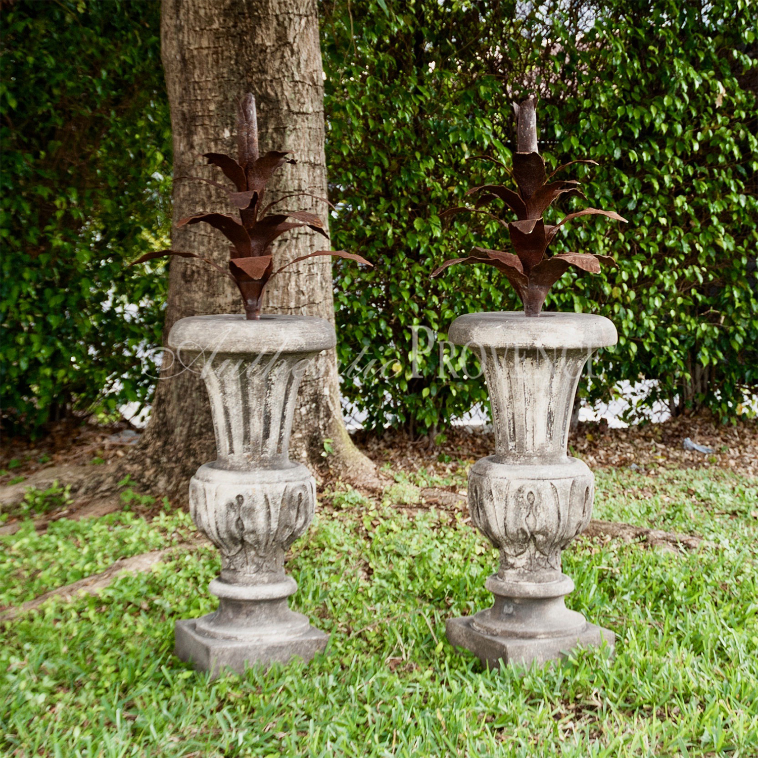 Pair of Metal Leaves Finials