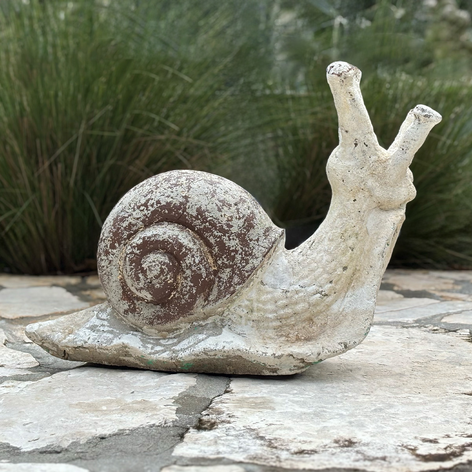 Vintage Snail Garden Decor in Cast Stone from France
