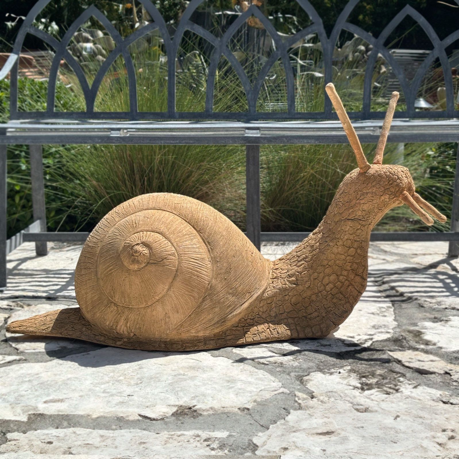 Snail Garden Sculpture in European Terra Cotta