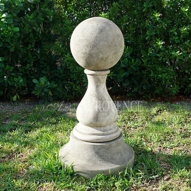 French Bouges Garden Finial in Limestone