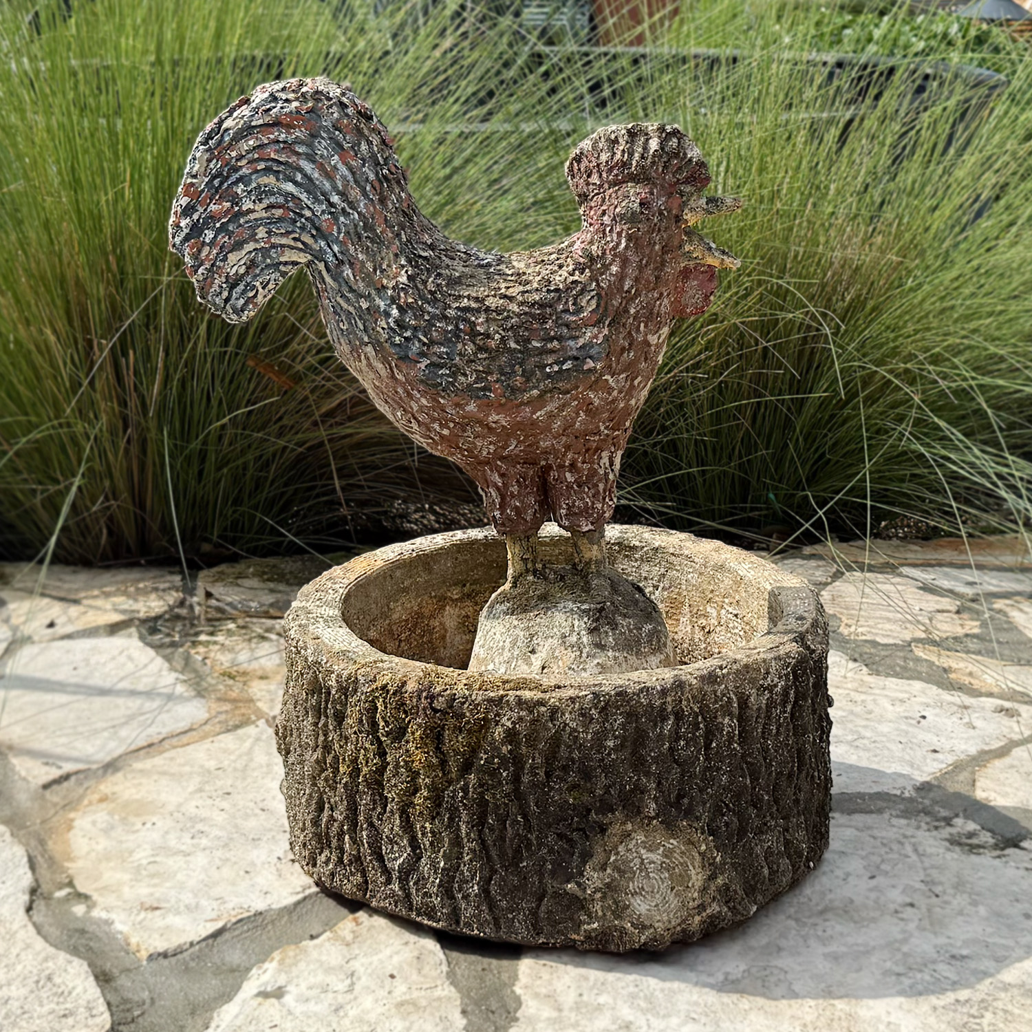 A Rustic Provencal Garden Fountain in Faux Bois Cement from France