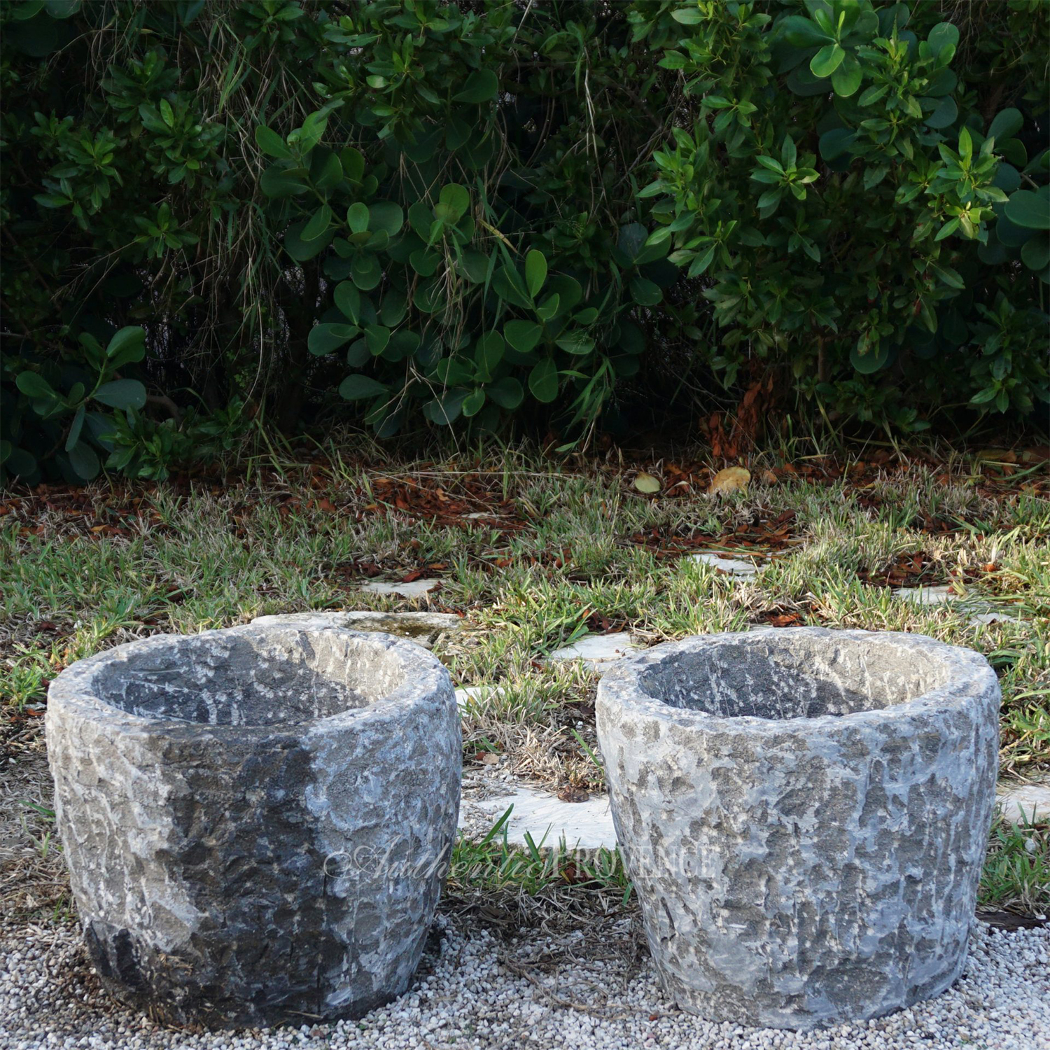 Pair of Antique Granite Garden Planters