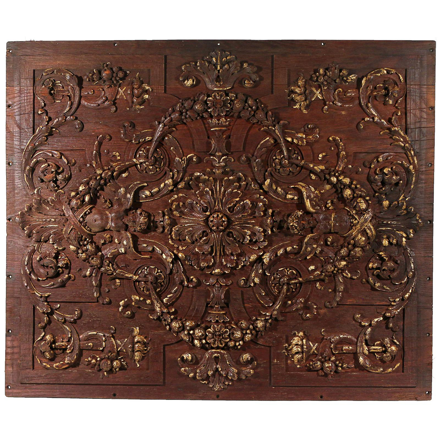 18th – 19th Century Italian Walnut Rococo Carved Wall – Antique Ceiling Panel