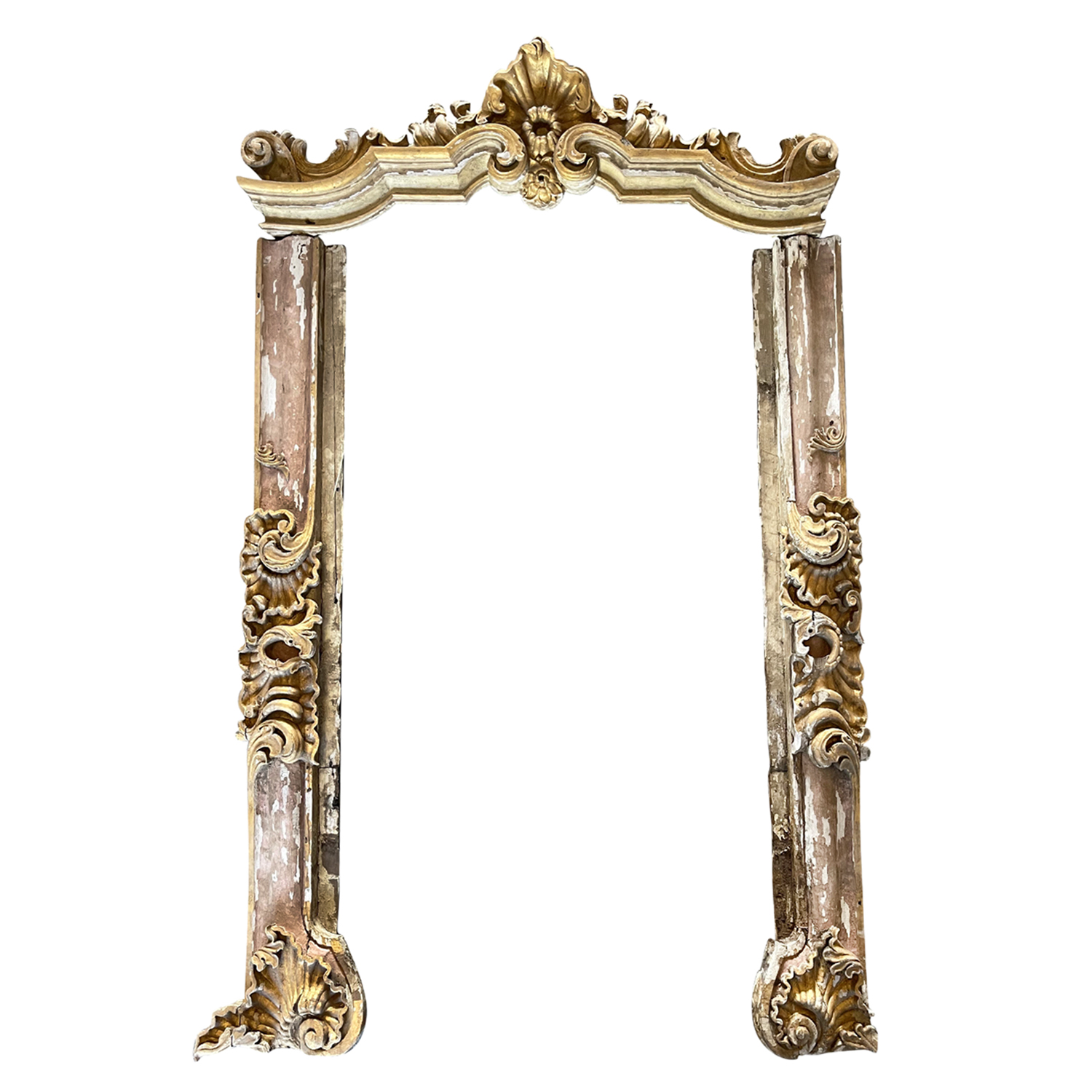 17th – 18th Century Portuguese Antique Architectural Pinewood Baroque Surround