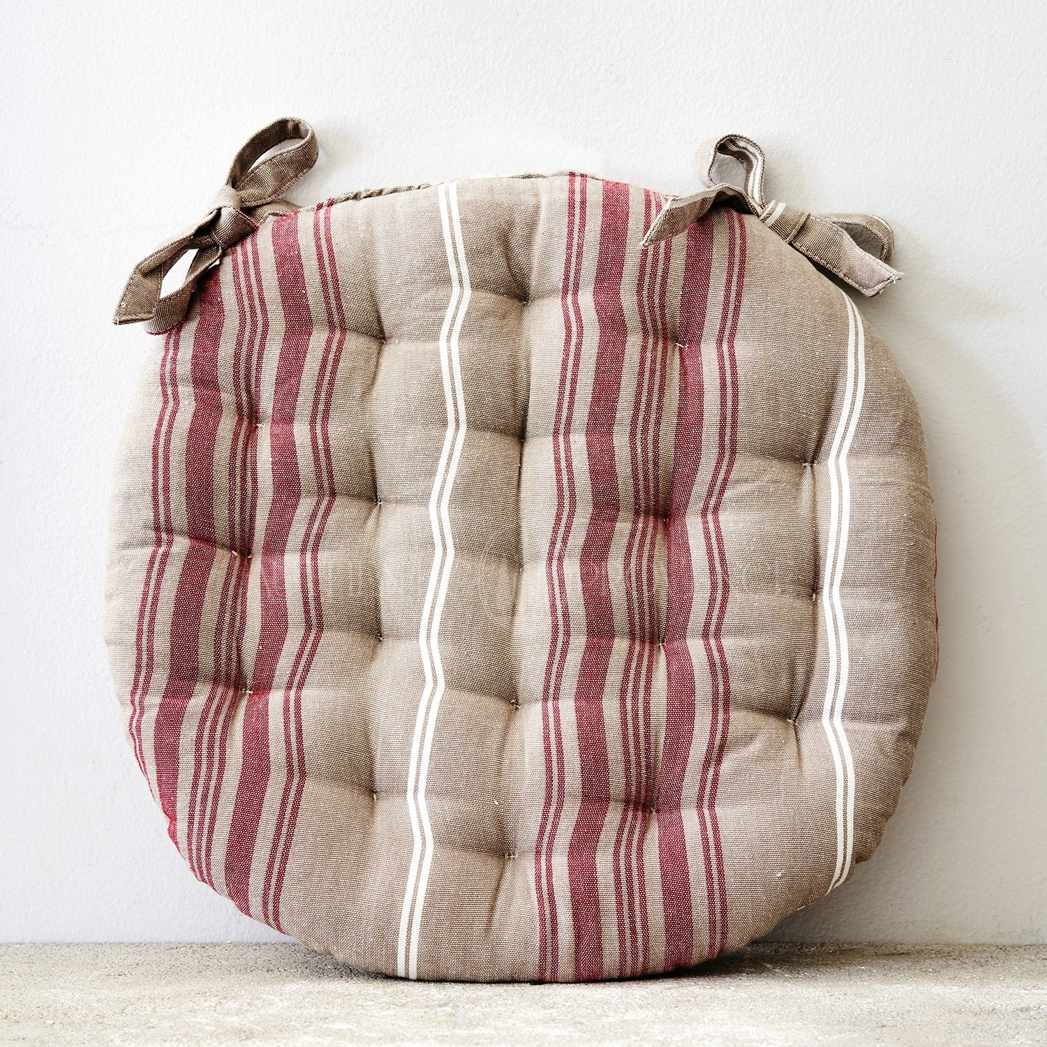 Rayures Naturelle et Rouge Ronde