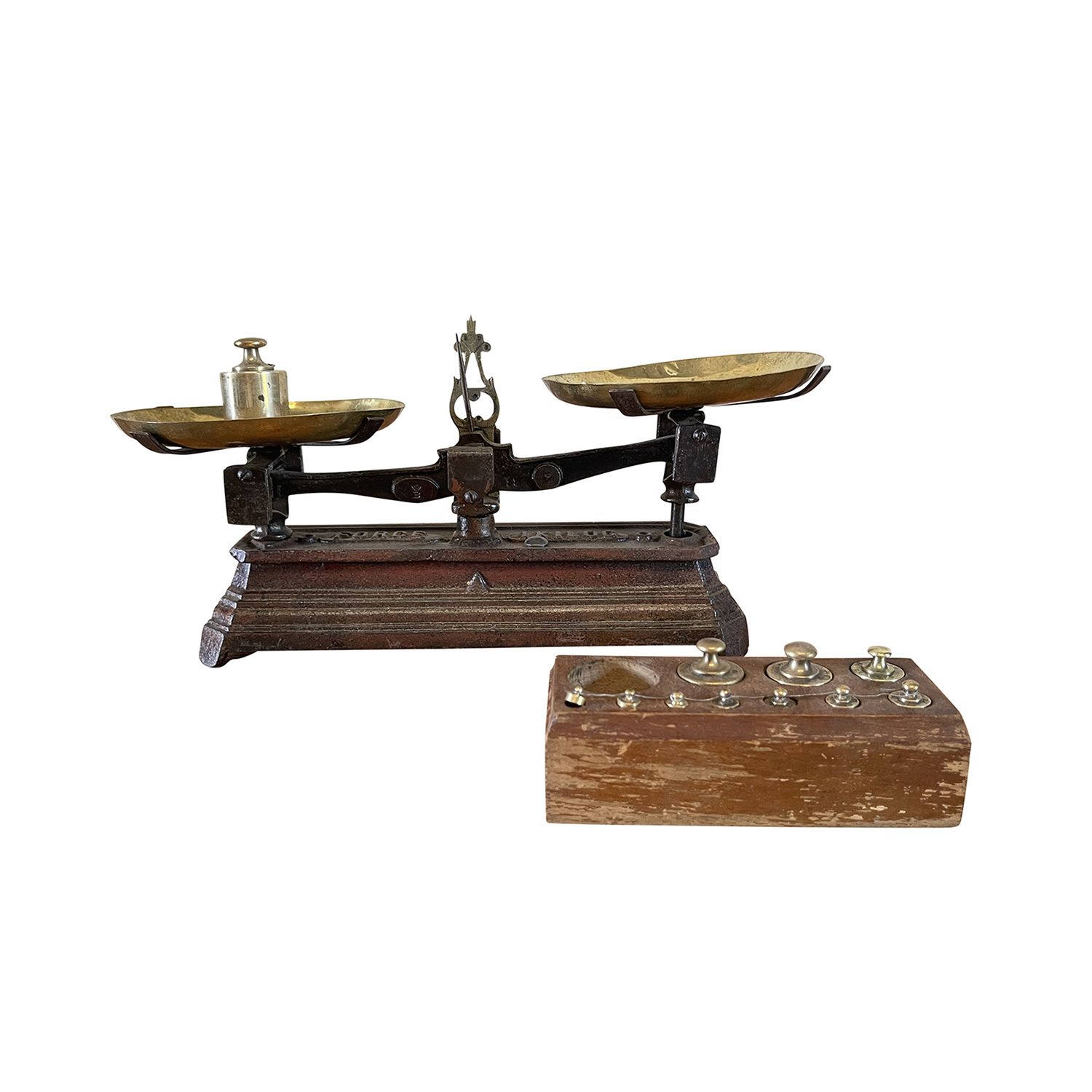 19th Century French Iron Balance – Antique Small Brass Scale