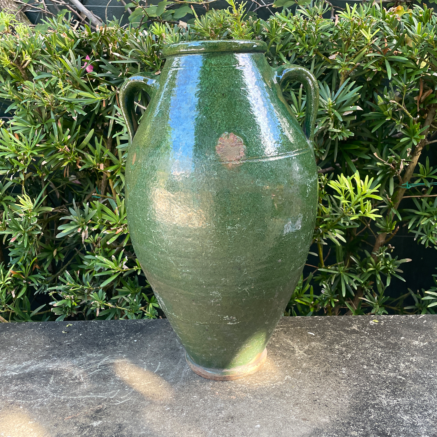 Antique European Green Glazed Terracotta Jar