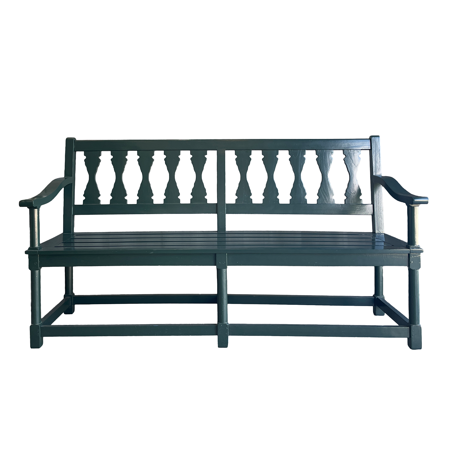 Classic European Wooden Bench in Forest Green