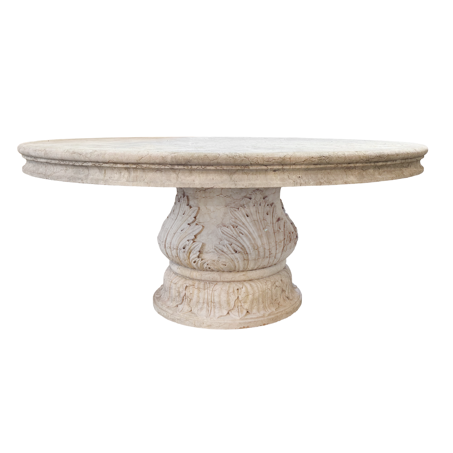 Antique Italian Circular Table in Carved Marble