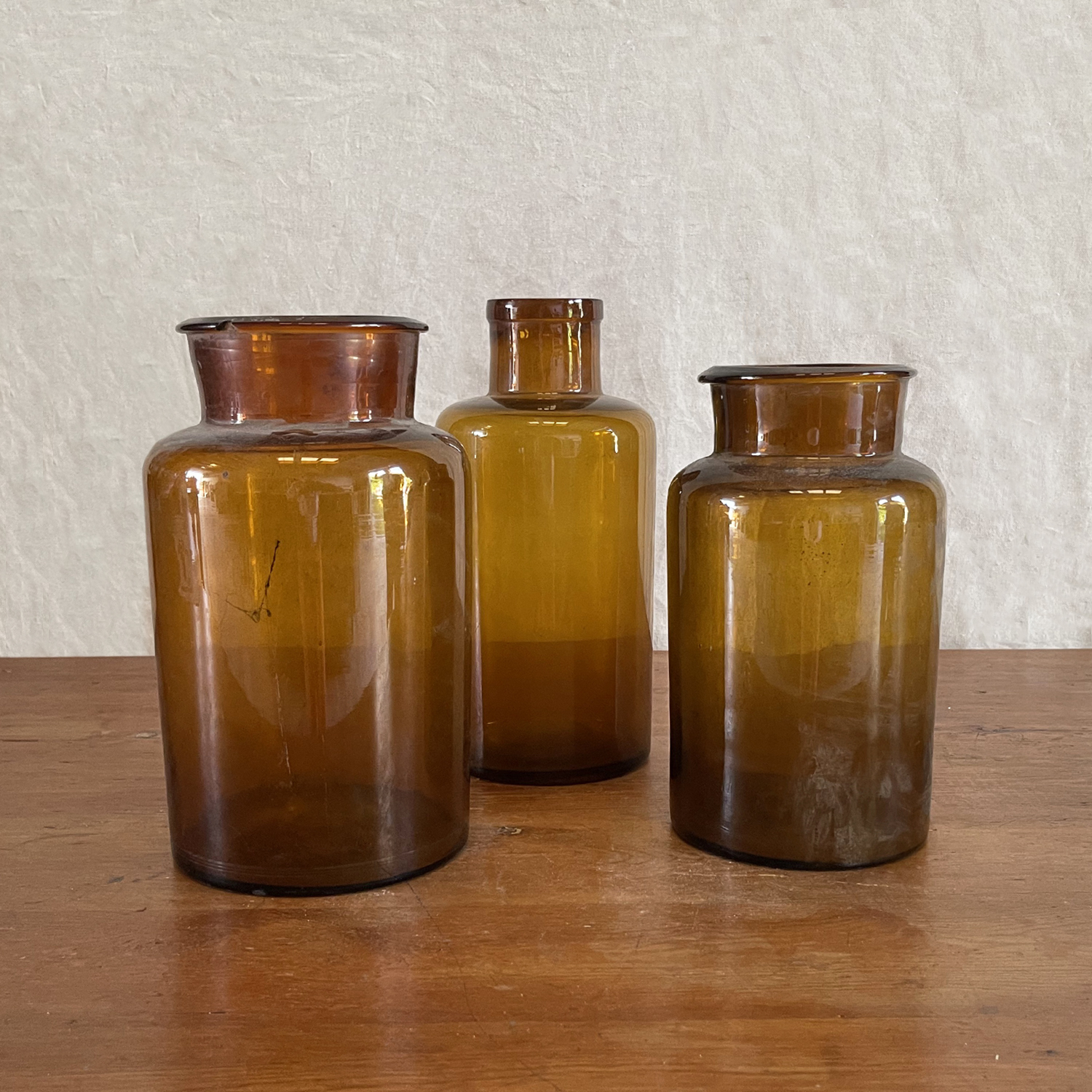 Amber Colored French Glass Bottles