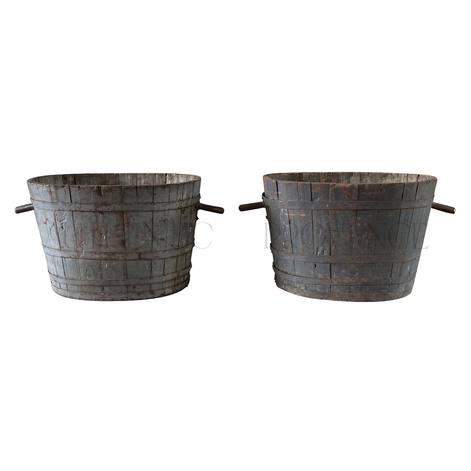 Pair of French Grape Harvest Buckets Naturelle