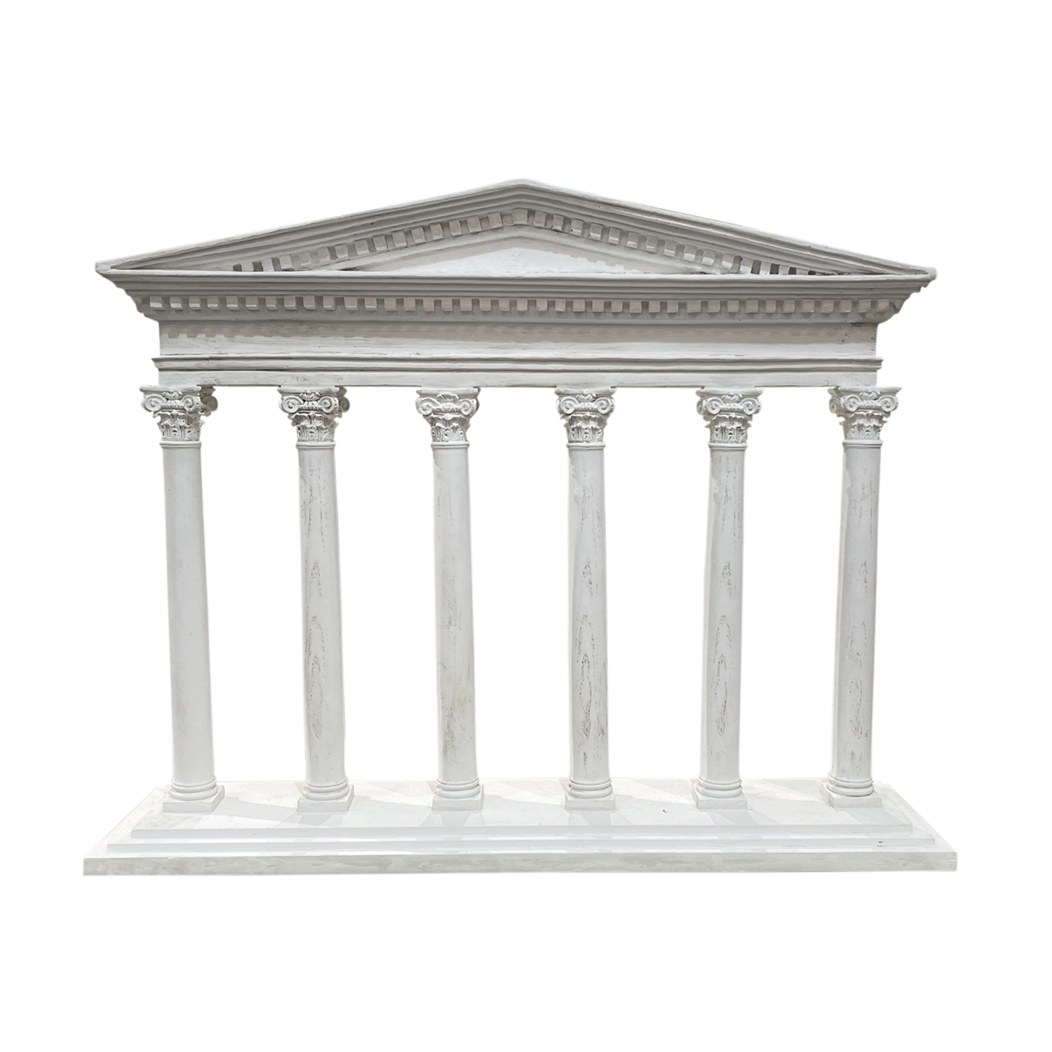 A Vintage 20th Century Façade of a Roman Temple in Plaster of Paris
