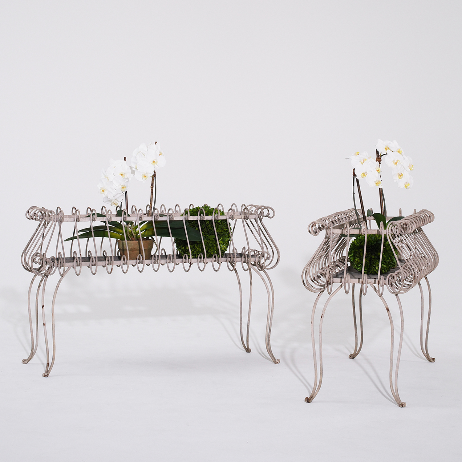 19th Century French Pair of Vintage Garden Metal Plant Stands