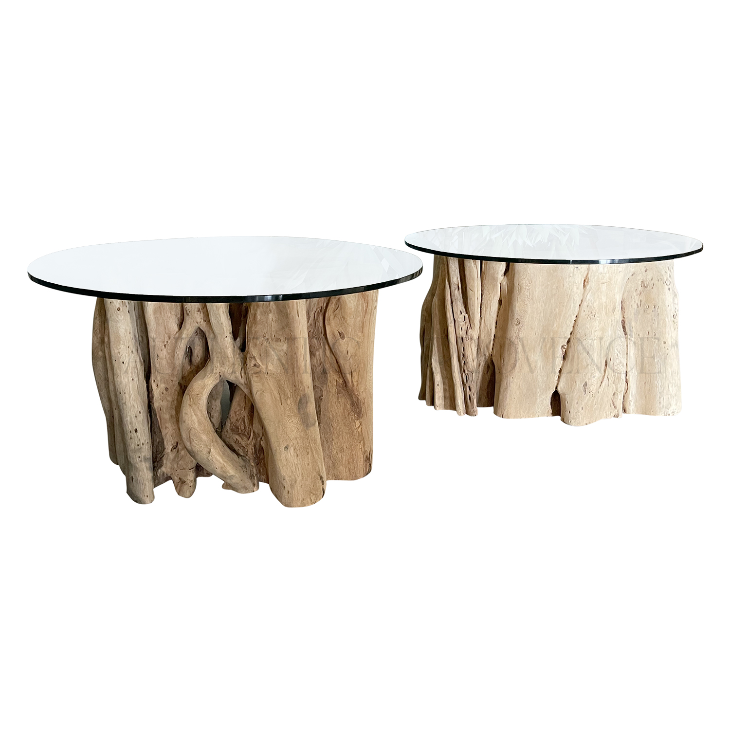 Belgian Similar Set of Monkey Wood Coffee Tables – Liana Glass Tables