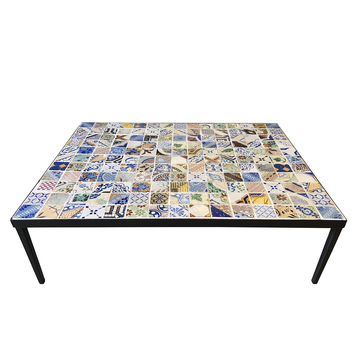 Large Italian Coffee Table with Antique Tuscan Tile Top