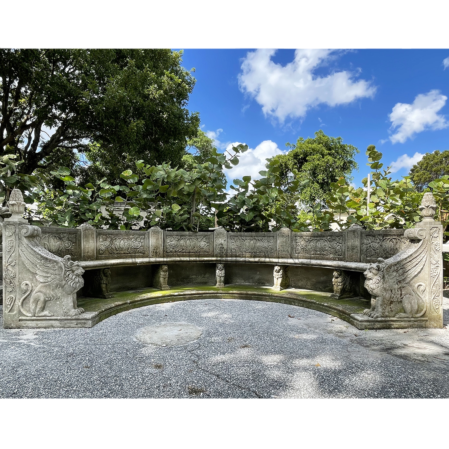 Oversized Italian Lion Garden Bench