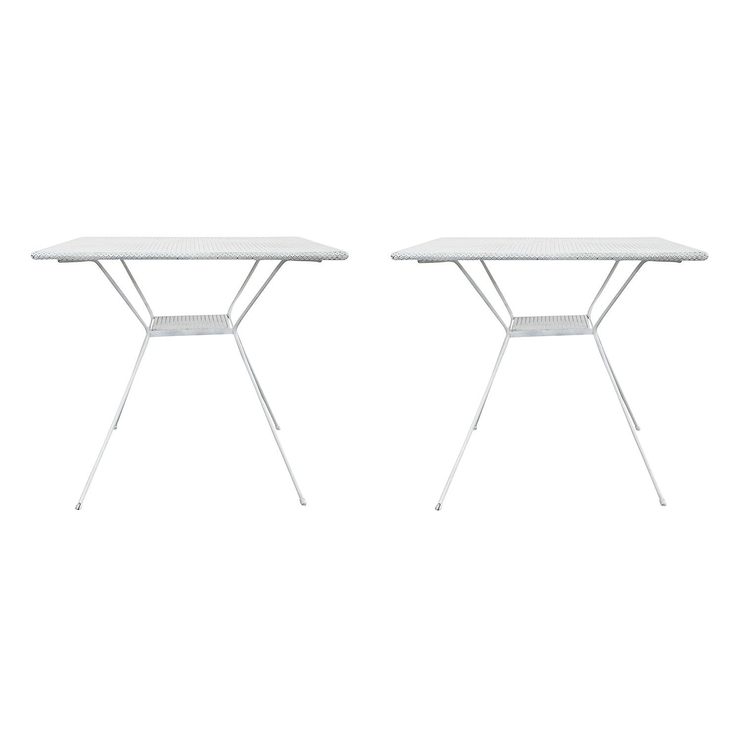 20th Century Pair of French Mid Century Modern White Metal Garden Tables