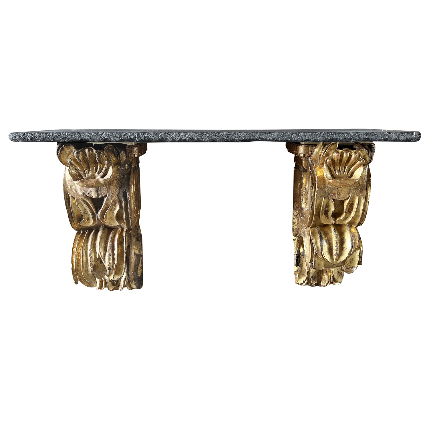 18th Century Italian Gilded Limewood Wall Console – Antique Bluestone Shelf