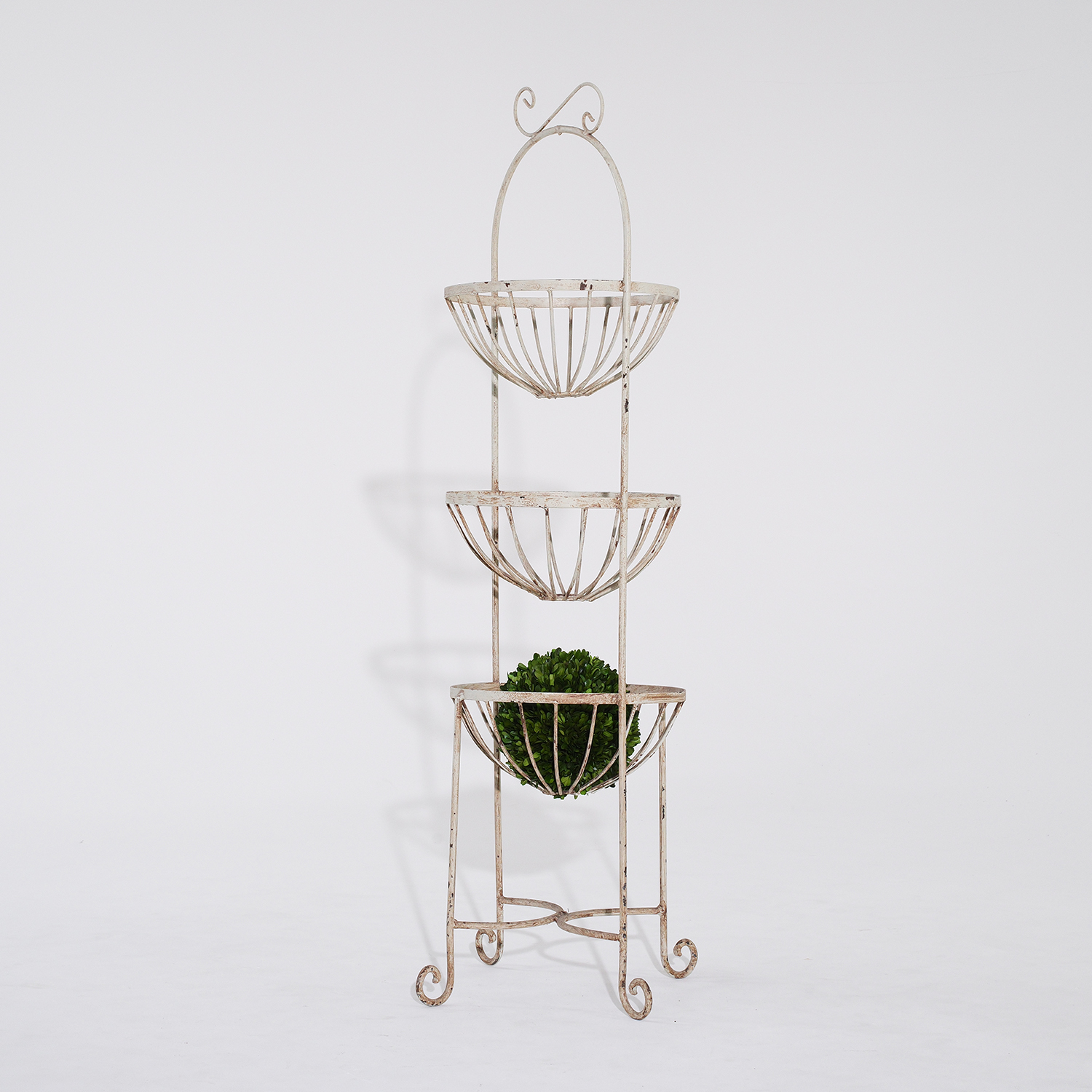20th Century French Vintage Three-Tier Metal Garden Plant Stand