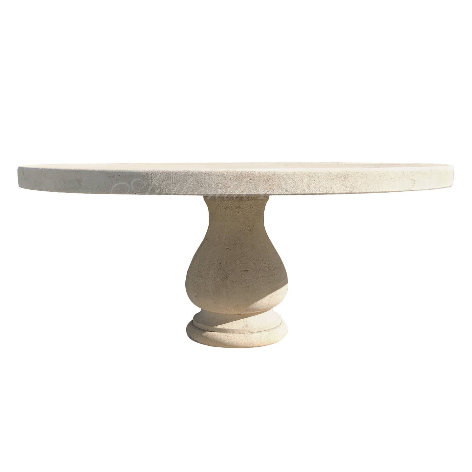 Jeanne Baluster Table in Hand-Carved Limestone