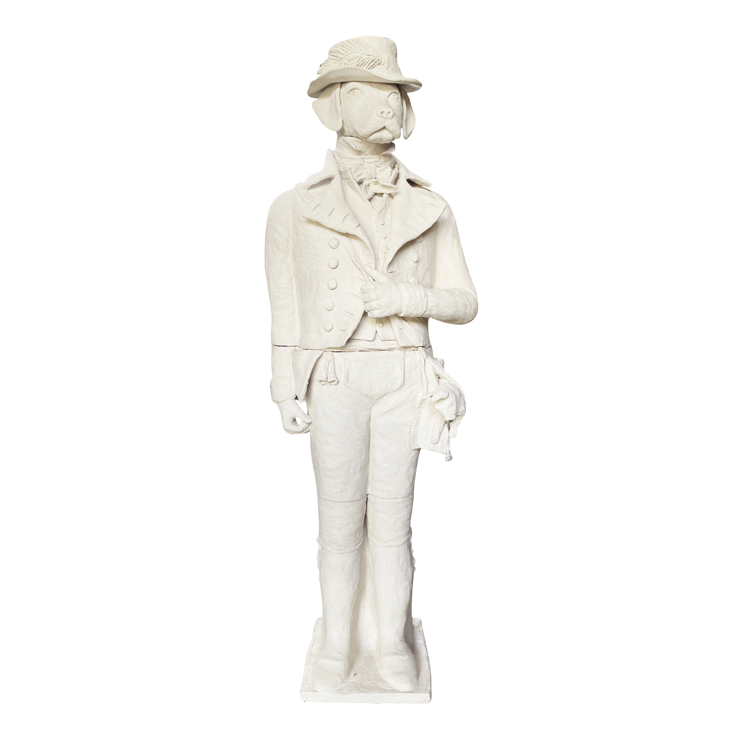 Anthropomorphic Dog Sculpture in White Terracotta