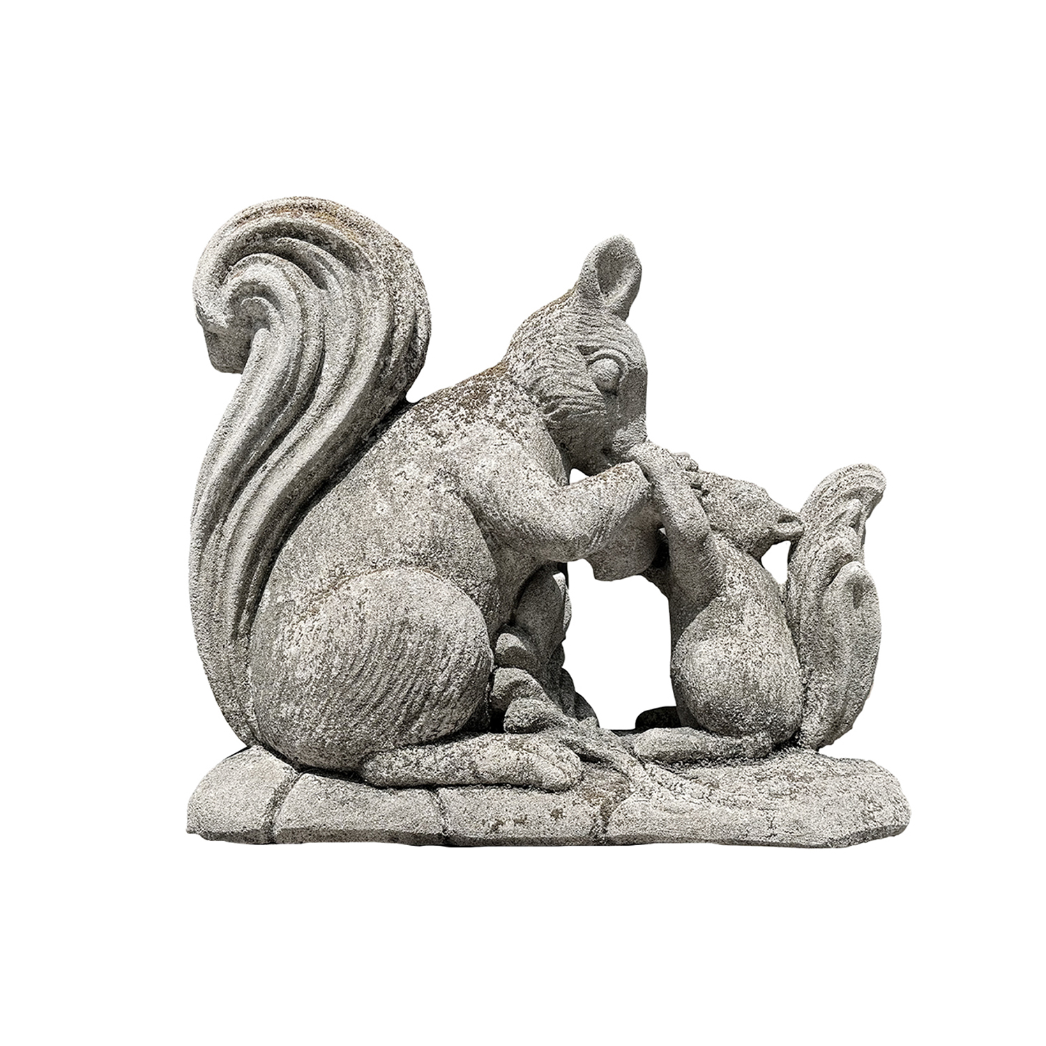 A Vintage Carved Garden Statuette of a Squirrel in Limestone from Italy