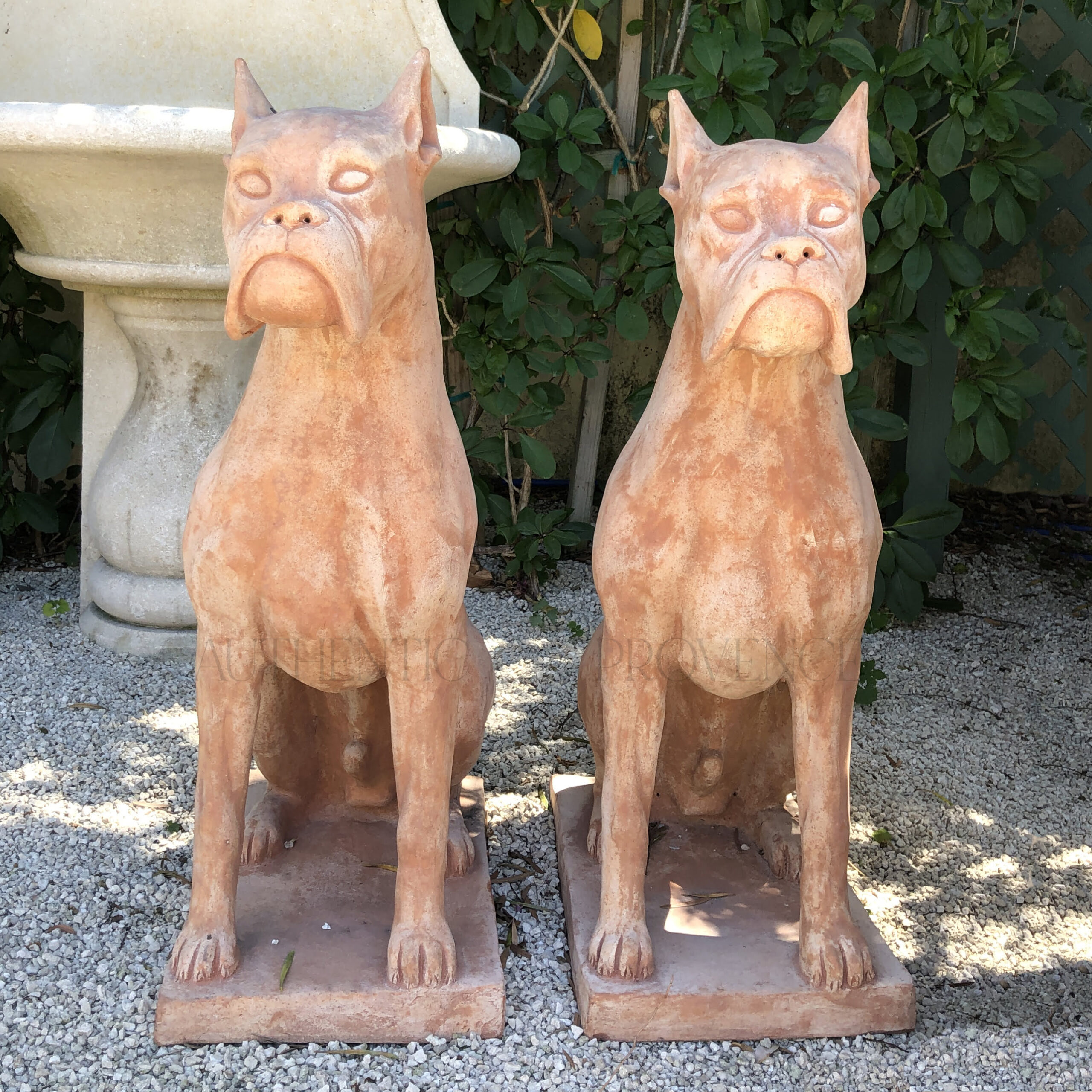 Pair of Terracotta Dogs Statuettes from Impruneta, Italy