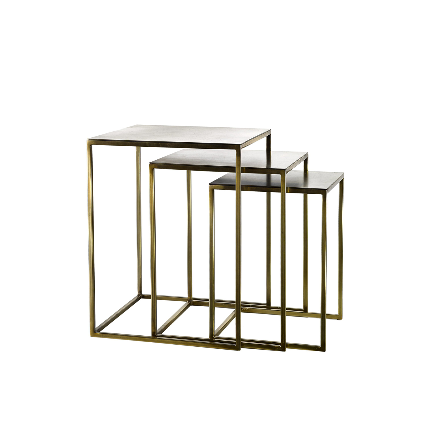 21st Century Belgian Set of Three Juliette Metal Square Nesting Tables