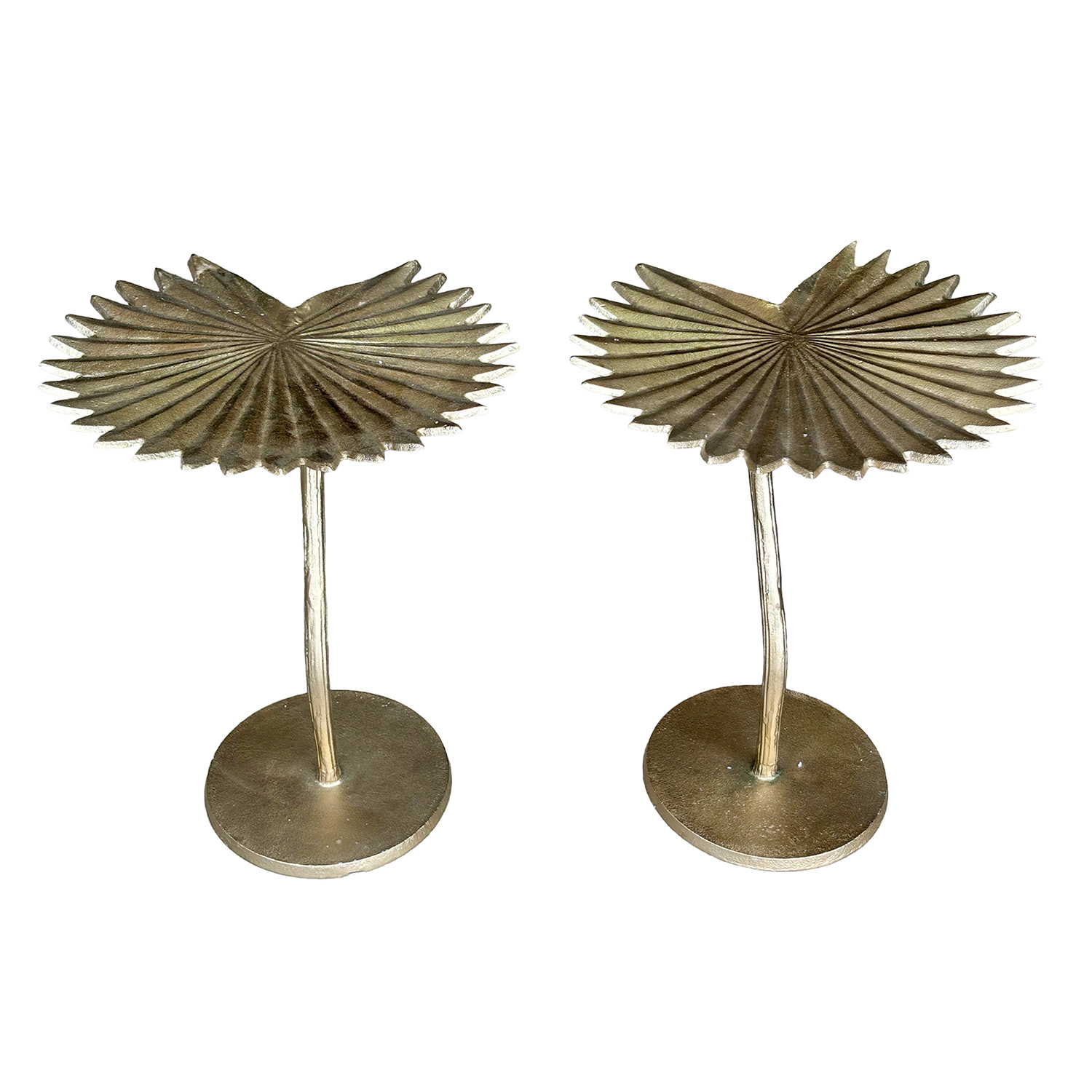 Palm Tree Leaf Side Tables in Metal from France, Circa 1970s