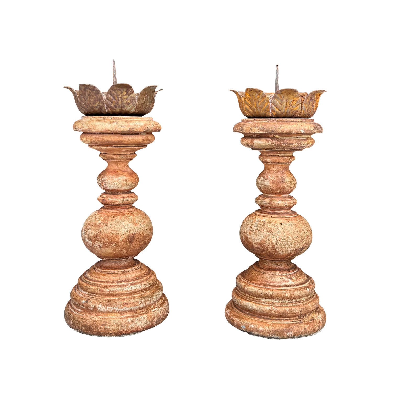 19th Century Style Wooden Candle Holders