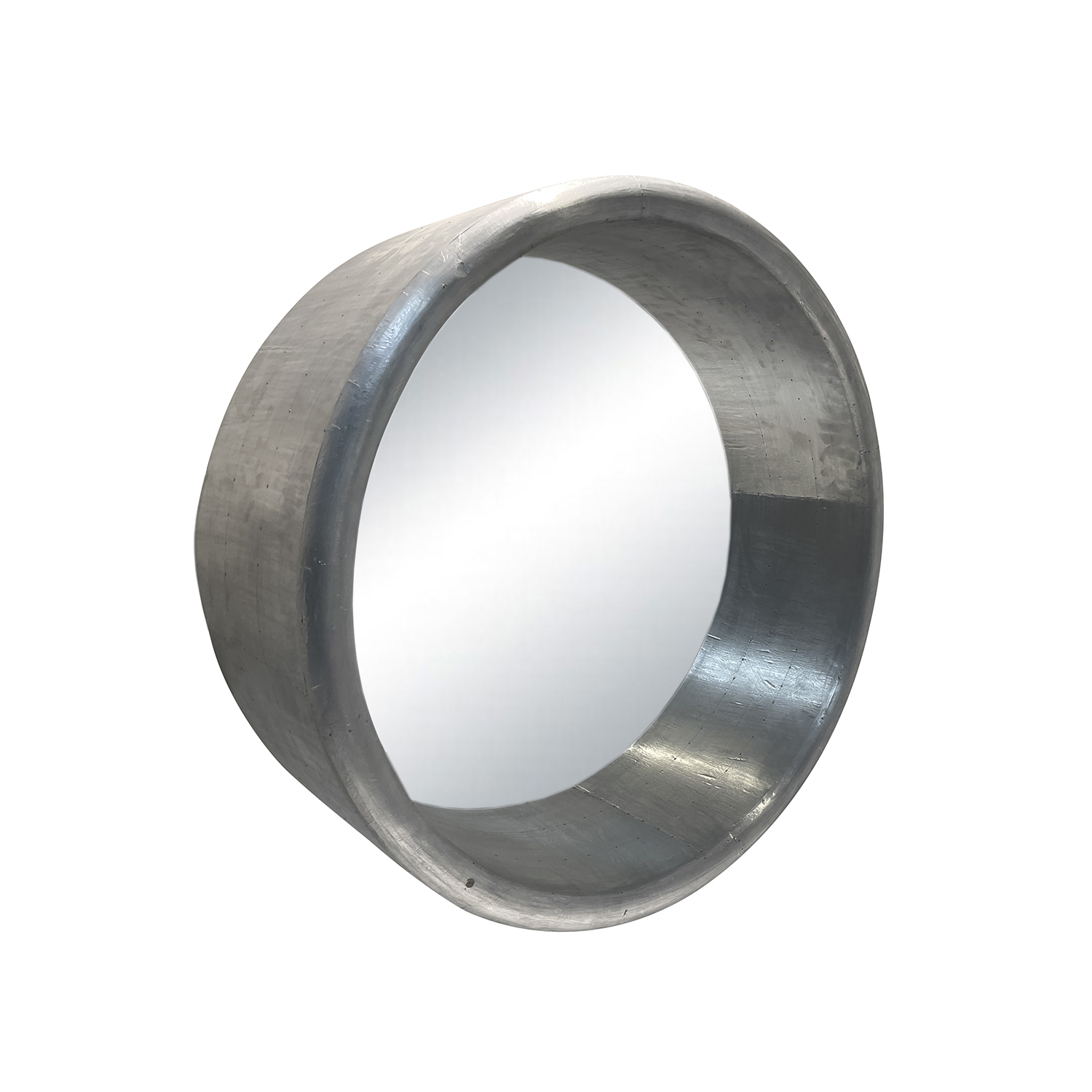 French Aluminum L’oeil De Boeuf Wall Mirror