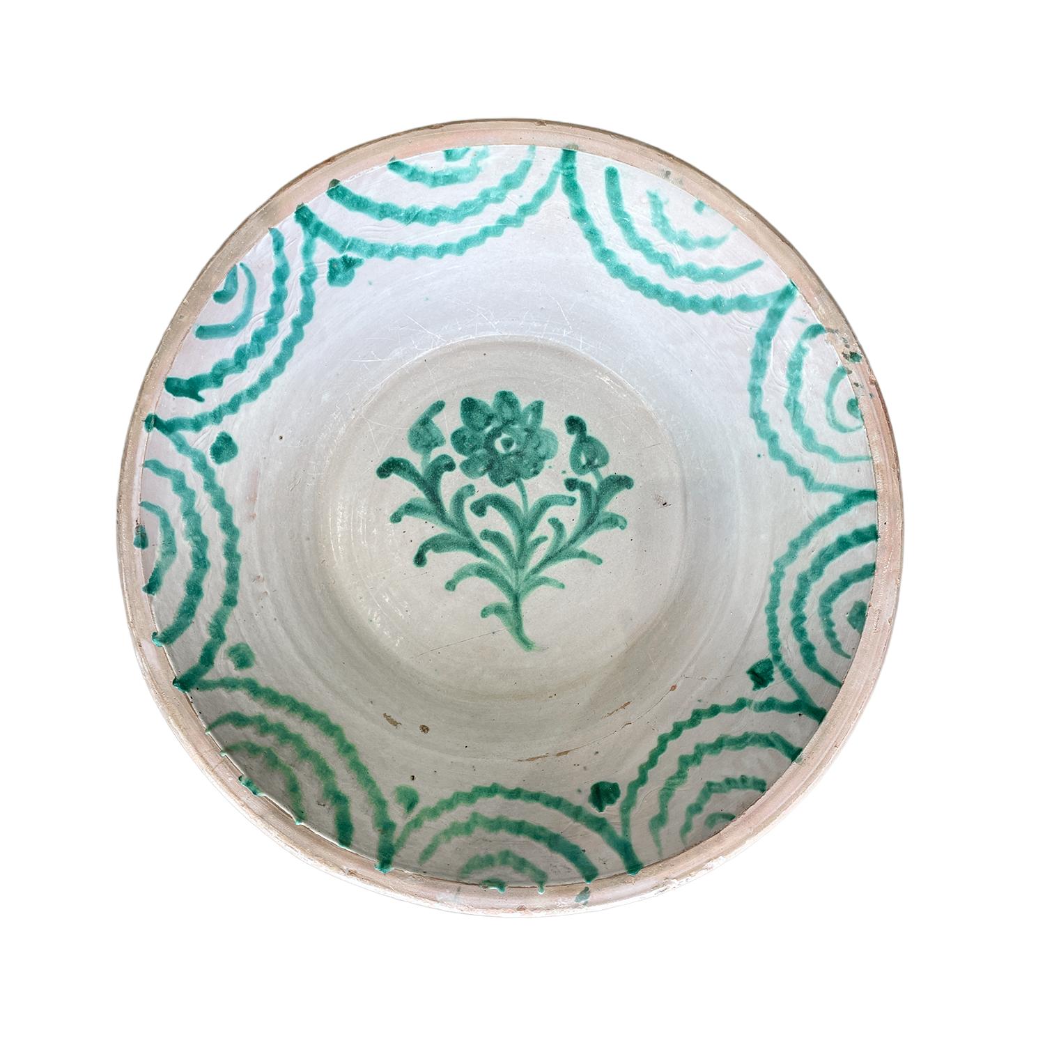 Antique Hand-Painted Terracotta Lebrillo Bowl