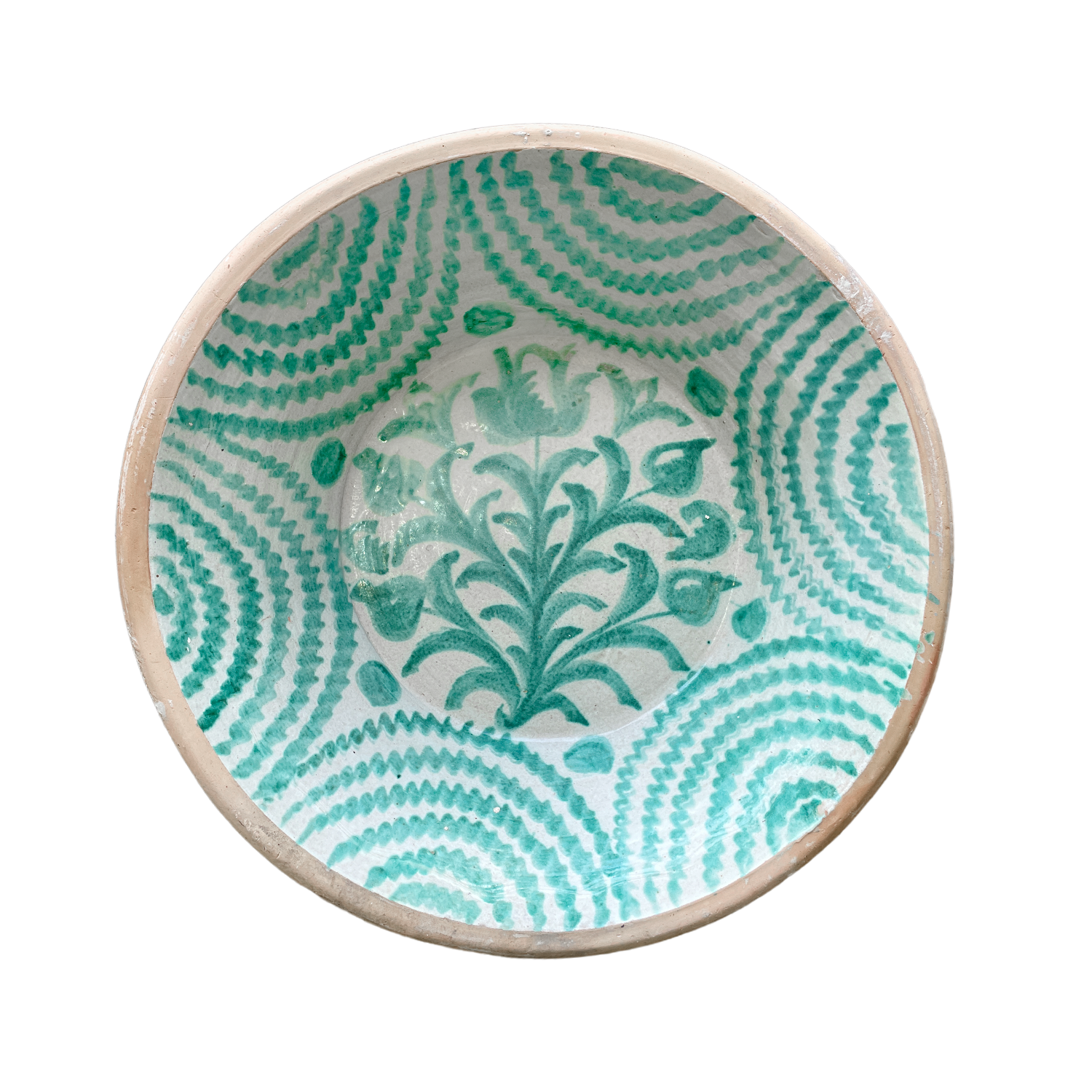 Antique Hand-Decorated Terracotta Lebrillo Bowl