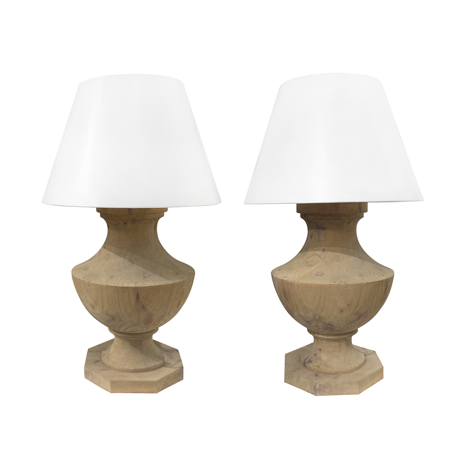 20th Century Pair of Large French Vintage Walnut Table Lamps