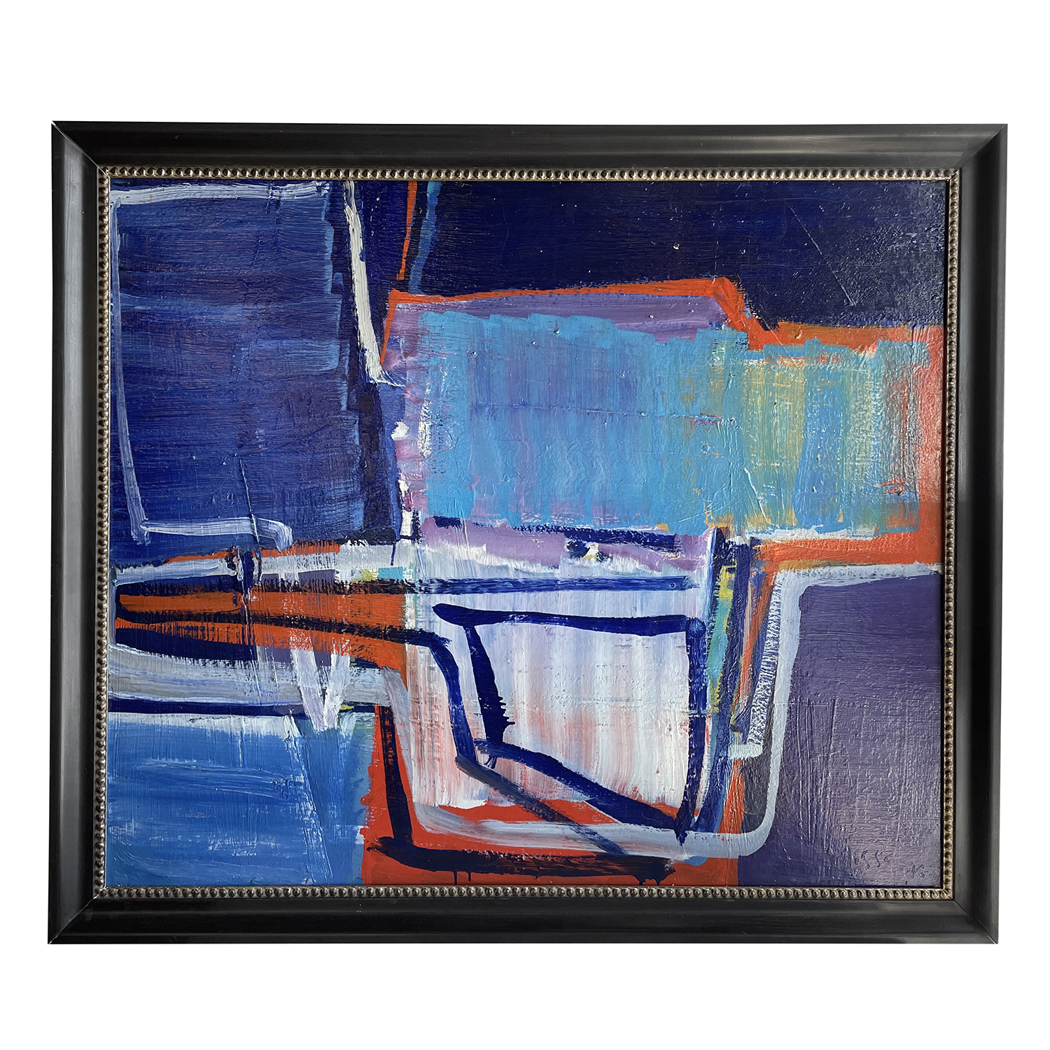 20th Century Red French Abstract Oil Painting of a Color Field by Daniel Clesse