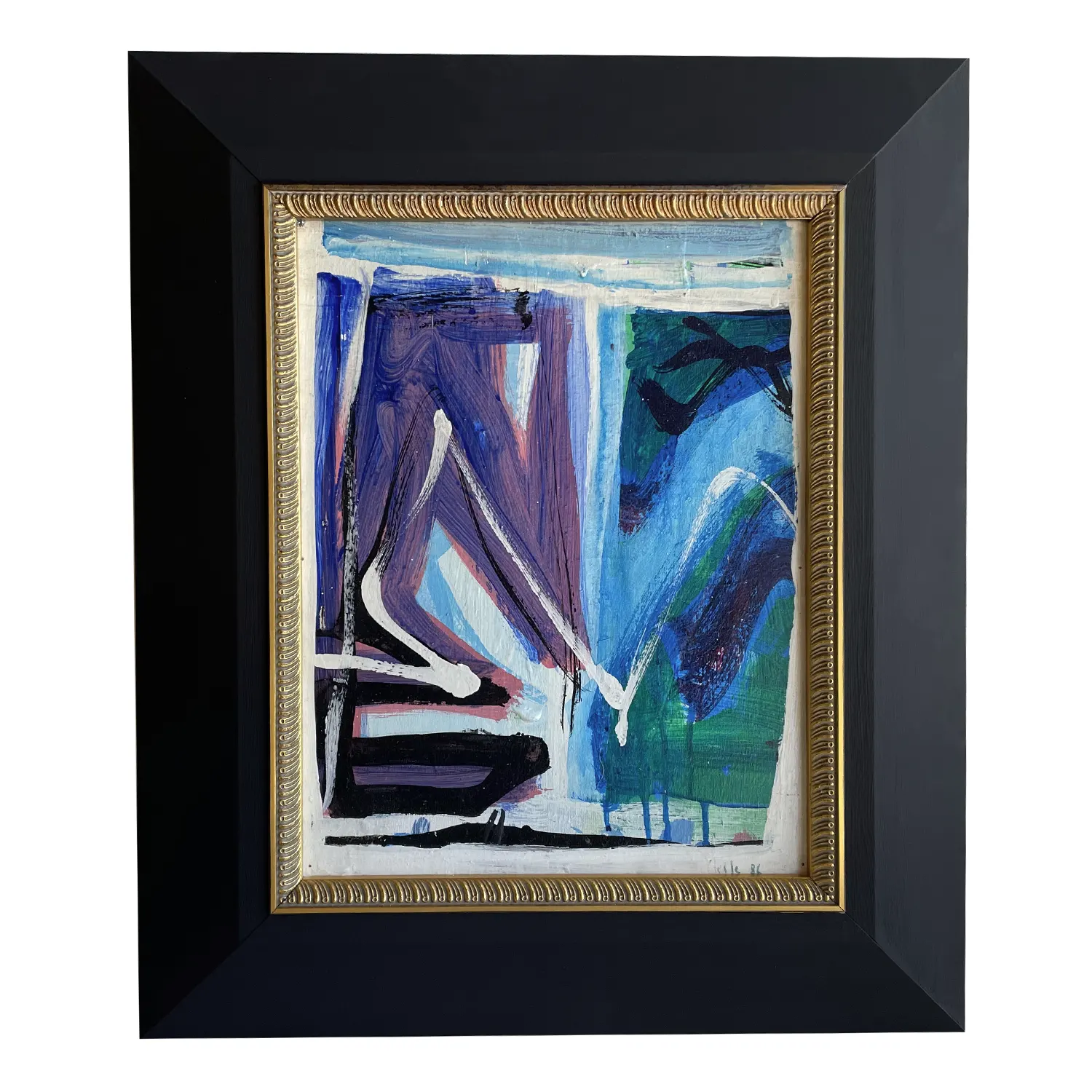 20th Century Dark-Green, Purple French Modern Abstract Painting by Daniel Clesse