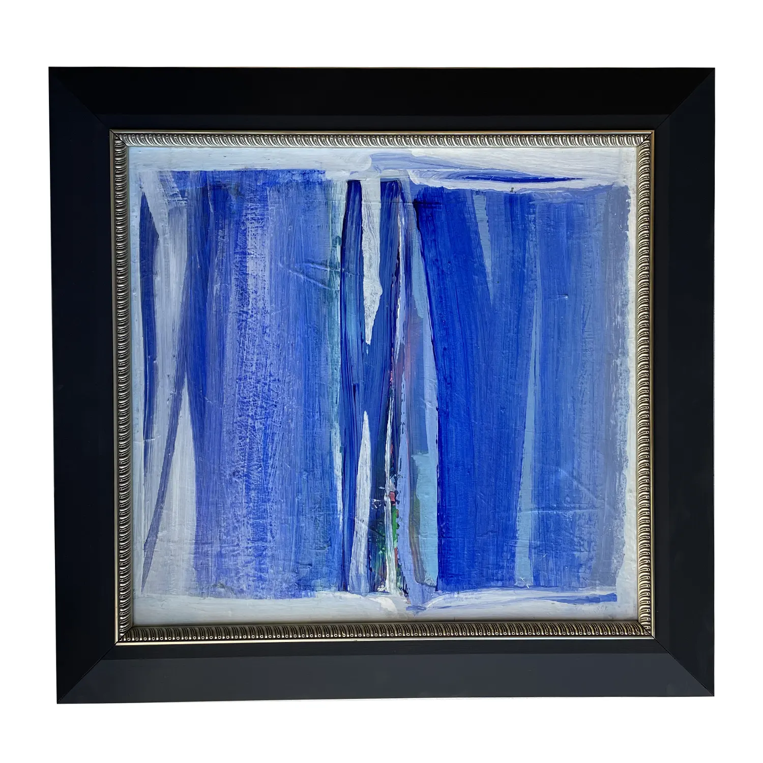 20th Century Blue-White French Abstract Oil Painting of Books by Daniel Clesse