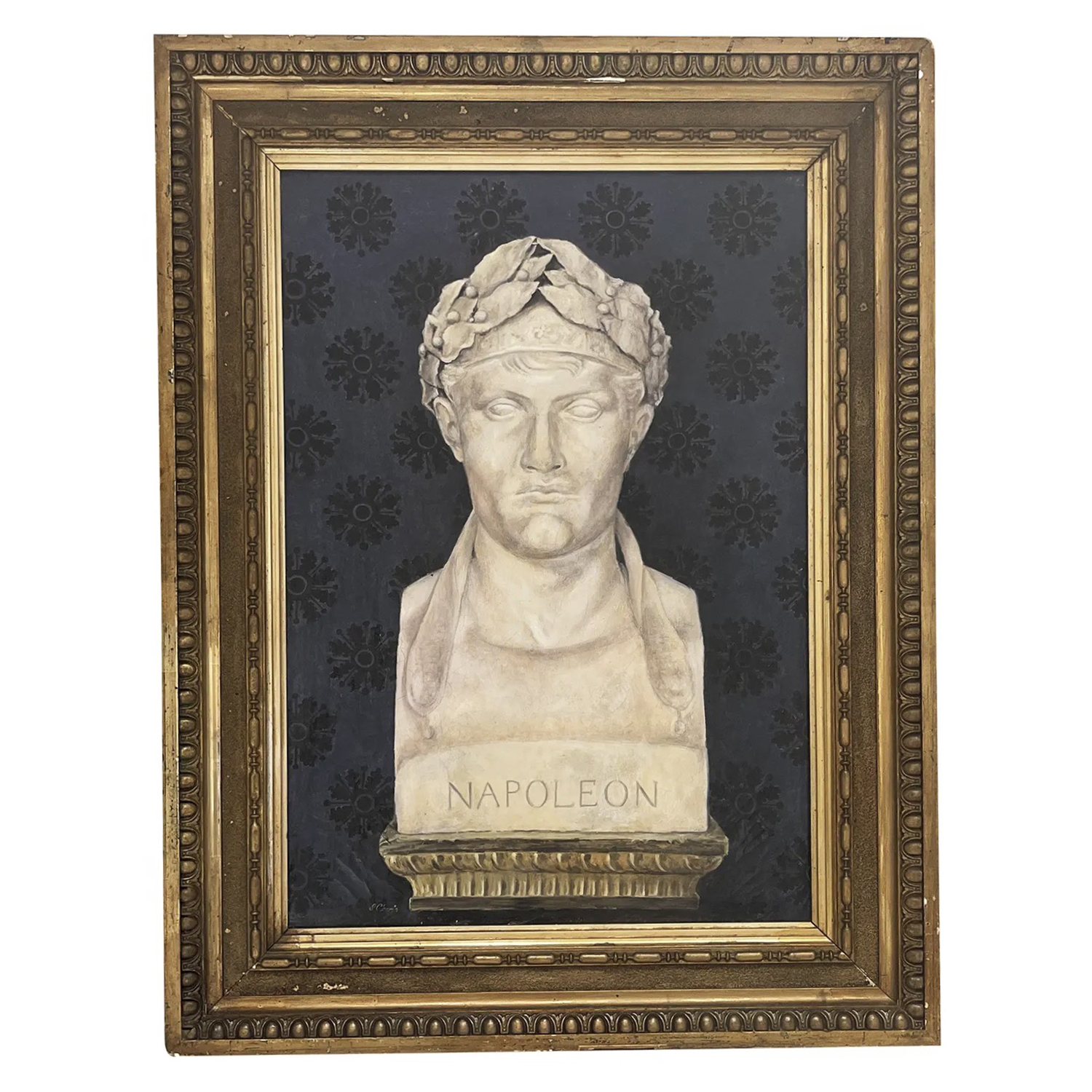 20th Century French Oil Painting of Napoleon Bonaparte as Emperor by S. Chapin