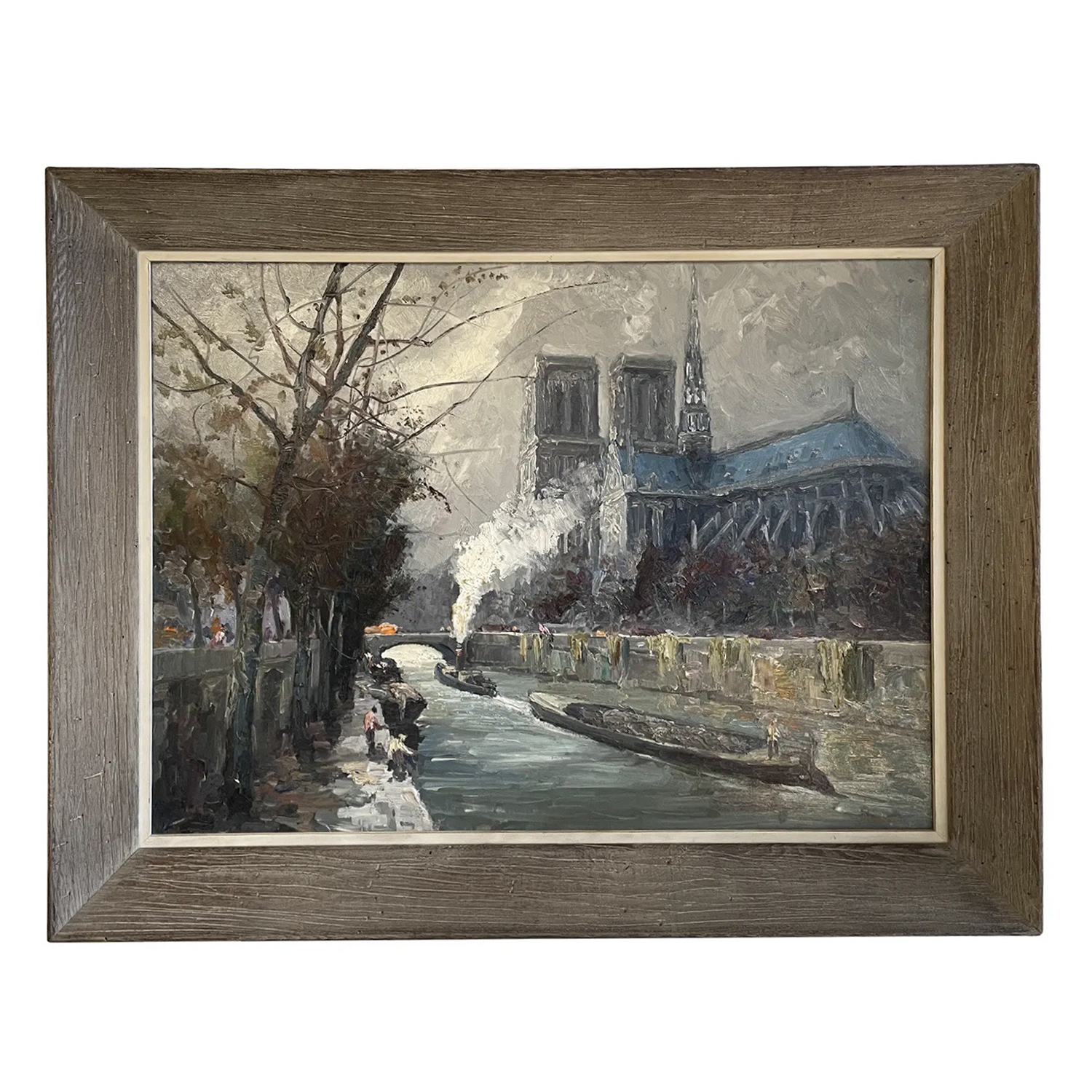 20th Century Russian Oil Painting of the Notre Dame by Vladimir Volodia Lazarev