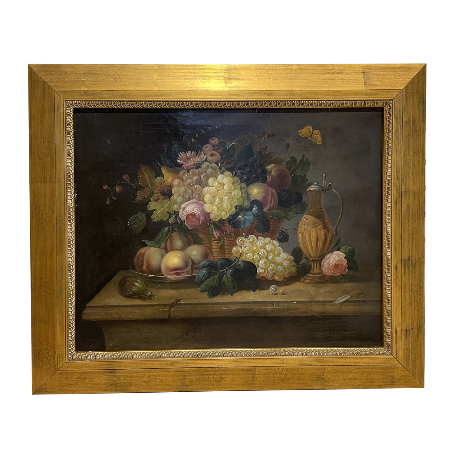 19th Century Austrian Still Life Oil Painting with Flowers by Eduard Wuger