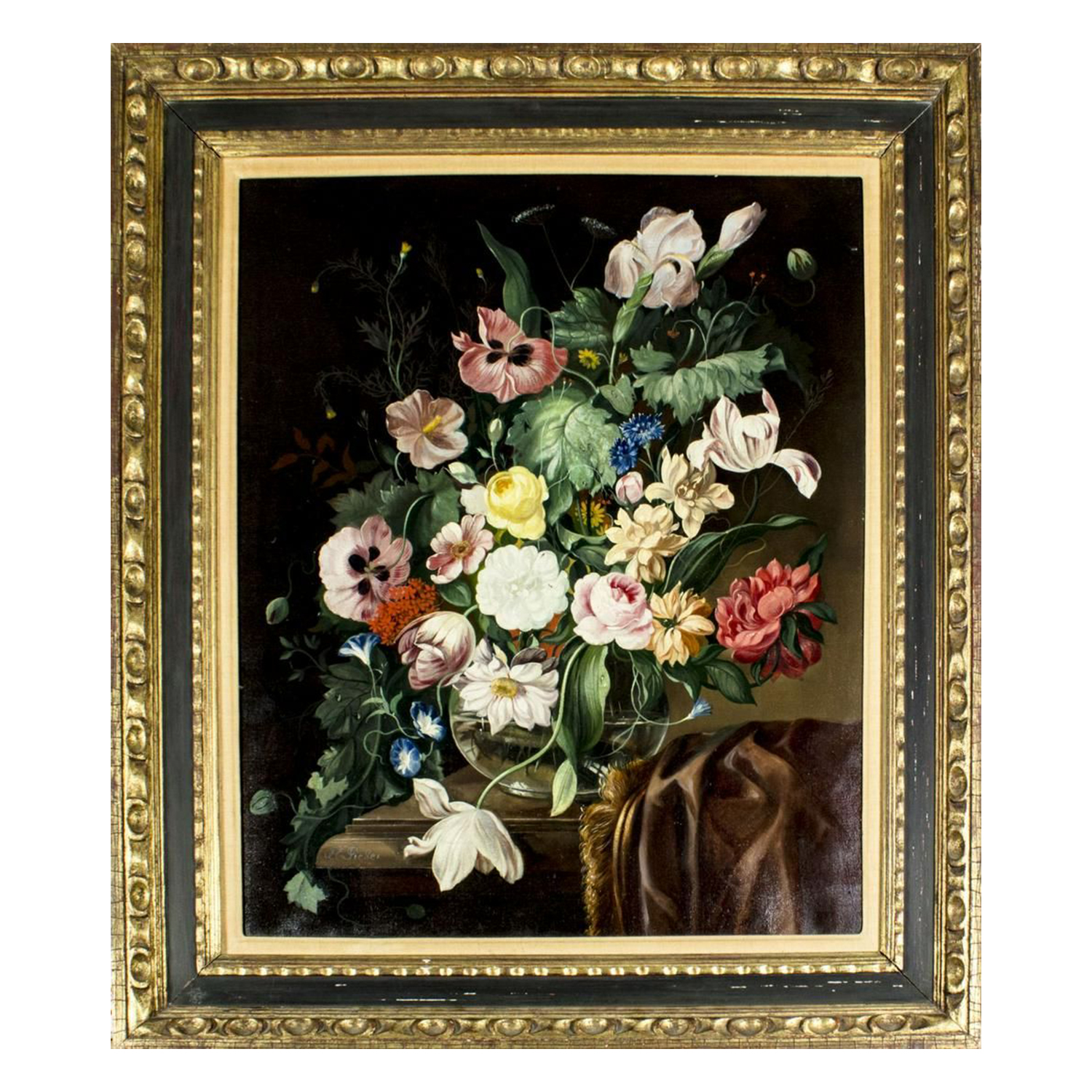 20th Century Austrian Still Life Oil Painting with Flowers by Franz Xaver Pieler