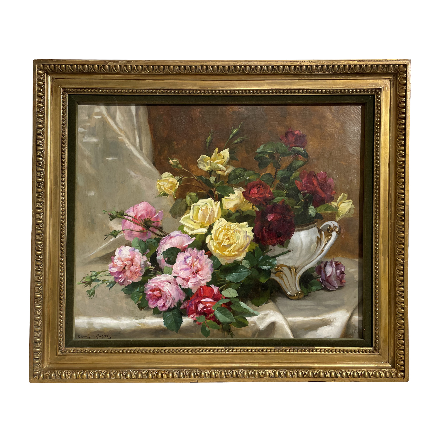 19th Century French Still Life Oil on Canvas Painting by Dominique Hubert Rozier