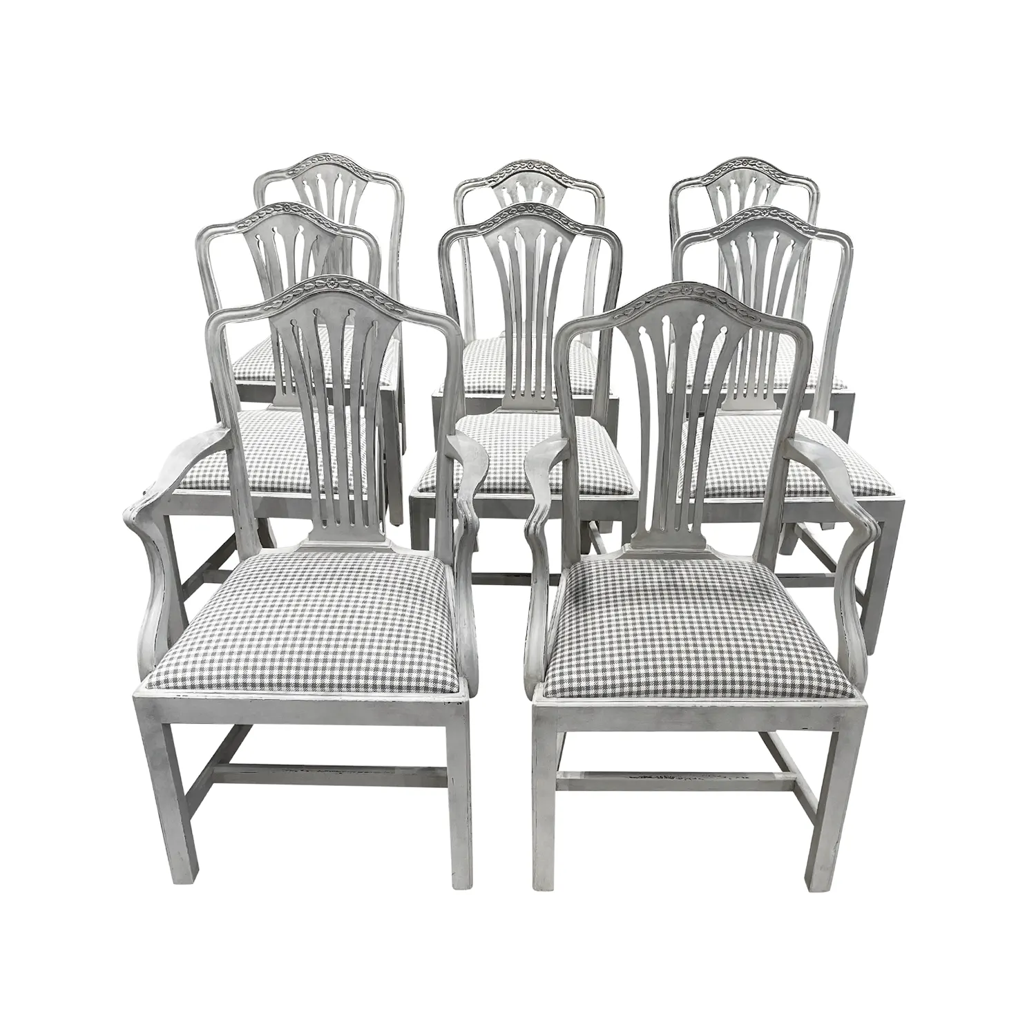 19th Century Grey Danish Gustavian Set of Eight Scandinavian Dining Room Chairs